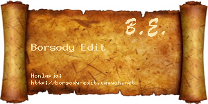 Borsody Edit névjegykártya